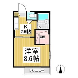 リオウノ 1Kの間取図画像