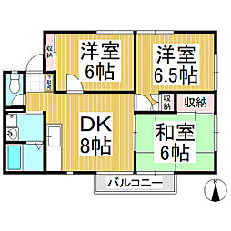 吉沢ハイツ 3DKの間取図画像
