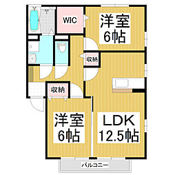 カーサミーテ 2LDKの間取図画像