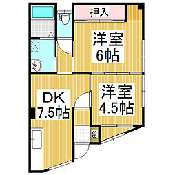 コーポ原 2DKの間取図画像