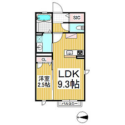 ヴィラ・ベルデ 1LDKの間取図画像
