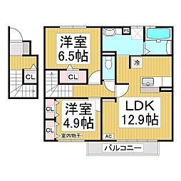 グランモア・ポム 2LDKの間取図画像