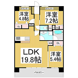 アヴァンセ東口 3LDKの間取図画像