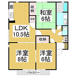 ファミール若里A 3LDKの間取図画像