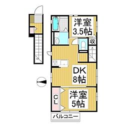ブランシュ風間 2DKの間取図画像