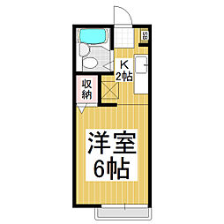 プレジール若里 1Kの間取図画像