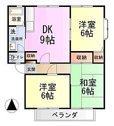 サンガーデン広町 A 2階3DKの間取り