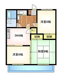 サンフラワー 3DKの間取図画像