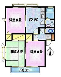 サンビレッジミヤビB 3DKの間取図画像