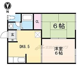 近江鉄道近江本線 日野駅 徒歩26分の賃貸アパート 1階2DKの間取り