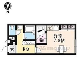 レオパレスベルハイム笠山 2階1Kの間取り