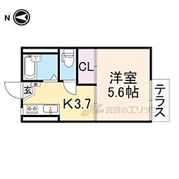 JR東海道・山陽本線 彦根駅 バス16分 八坂北口下車 徒歩6分の賃貸アパート 2階1Kの間取り