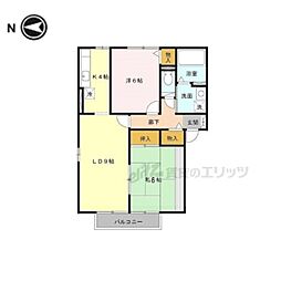 フル−レ高砂 2階2LDKの間取り