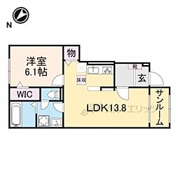 近江鉄道近江本線 豊郷駅 徒歩17分の賃貸アパート 1階1LDKの間取り