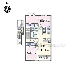 カーサ・彩 2階2LDKの間取り