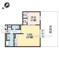 ＥＡＳＴ　ＮＯＮＡＭＩ拾番館 1階1LDKの間取り