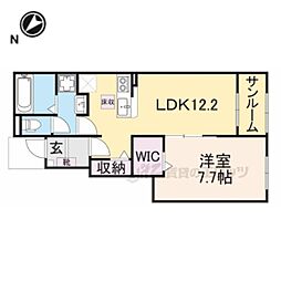 カルムメゾンＫ・III 1階1LDKの間取り