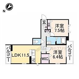 JR東海道・山陽本線 南彦根駅 徒歩29分の賃貸マンション 3階2LDKの間取り