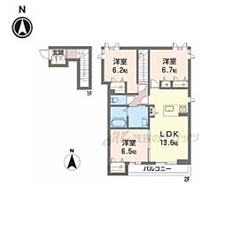 ディモーラＡ 2階3LDKの間取り