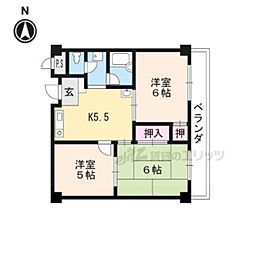 レークマンション 6階3DKの間取り
