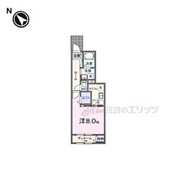近江鉄道近江本線 水口城南駅 徒歩21分の賃貸アパート 1階1Kの間取り