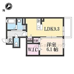 アンジェリック 1階1LDKの間取り