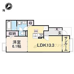 JR東海道・山陽本線 南彦根駅 徒歩15分の賃貸アパート 1階1LDKの間取り