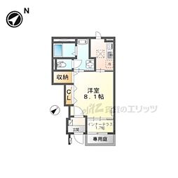 ルミエールドール輝 1階1Kの間取り