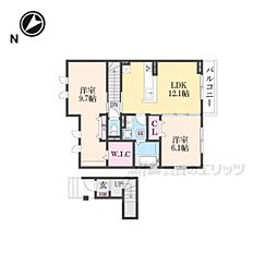 JR東海道・山陽本線 瀬田駅 徒歩11分の賃貸アパート 2階2LDKの間取り