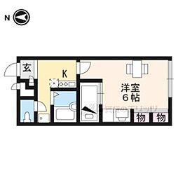 JR湖西線 堅田駅 徒歩20分の賃貸アパート 1階1Kの間取り