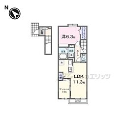 DK エステート 守山 1LDKの間取図画像