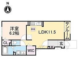 JR東海道・山陽本線 彦根駅 徒歩13分の賃貸アパート 1階1LDKの間取り