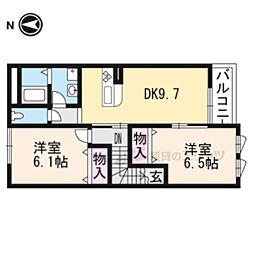 エバーブライト 2階2LDKの間取り