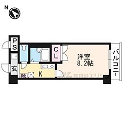 クレスト草津 5階1Kの間取り