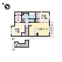 Ｒａｆｆｉｎｅ　Ｂｉｗａ 2階2LDKの間取り