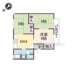 JR東海道・山陽本線 南彦根駅 徒歩15分の賃貸アパート 2階2LDKの間取り