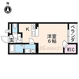 レオネクスト安井川 2階1Kの間取り