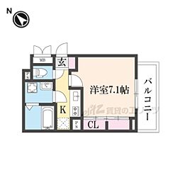 JR東海道・山陽本線 草津駅 徒歩21分の賃貸アパート 2階1Kの間取り