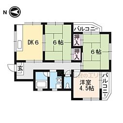 JR湖西線 大津京駅 徒歩3分の賃貸マンション 2階3DKの間取り