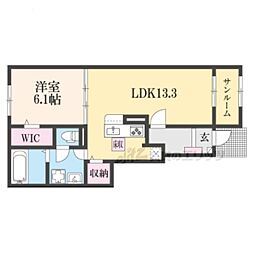 JR湖西線 唐崎駅 徒歩13分の賃貸アパート 1階1LDKの間取り