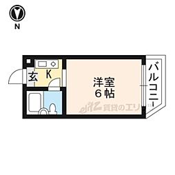 ルピナス堅田 2階ワンルームの間取り