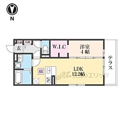 D-ROOM平井B棟 1階1LDKの間取り
