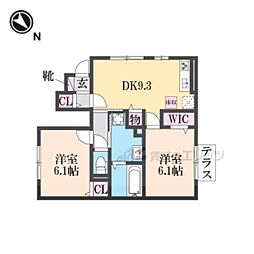 JR東海道・山陽本線 彦根駅 徒歩20分の賃貸アパート 2階2LDKの間取り