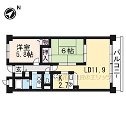 エスポワール弐番館 2LDKの間取図画像