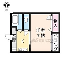 レイク唐橋 1Kの間取図画像