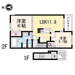 ラズベリーコート 2LDKの間取図画像