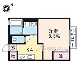 アンテノール 1Kの間取図画像