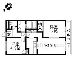 シャルマンハウス1 2LDKの間取図画像