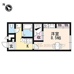 レオパレスわたむき 1Kの間取図画像