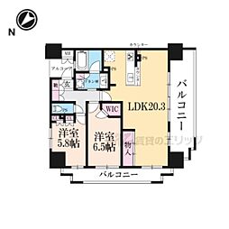 ファインフラッツ草津ザフロント 2LDKの間取図画像